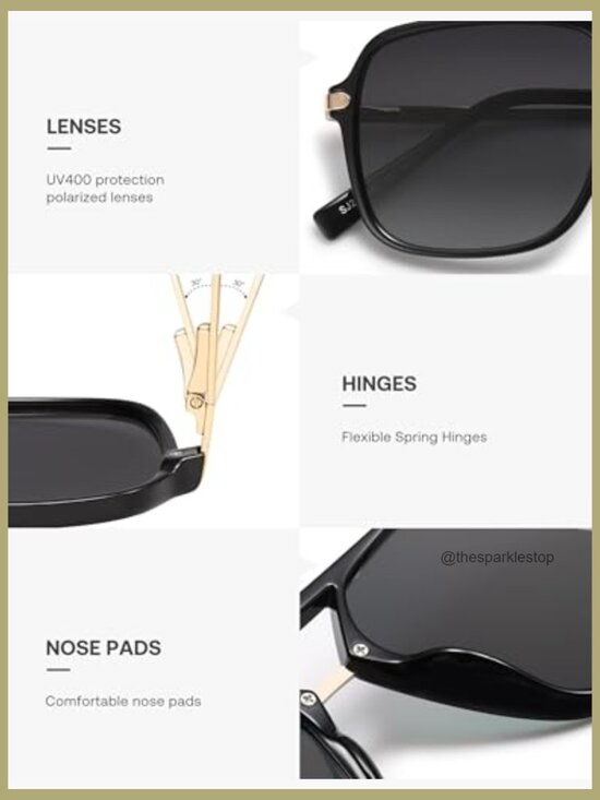 Square Retro Polarized Sunglasses with UV400 Protection main image 3